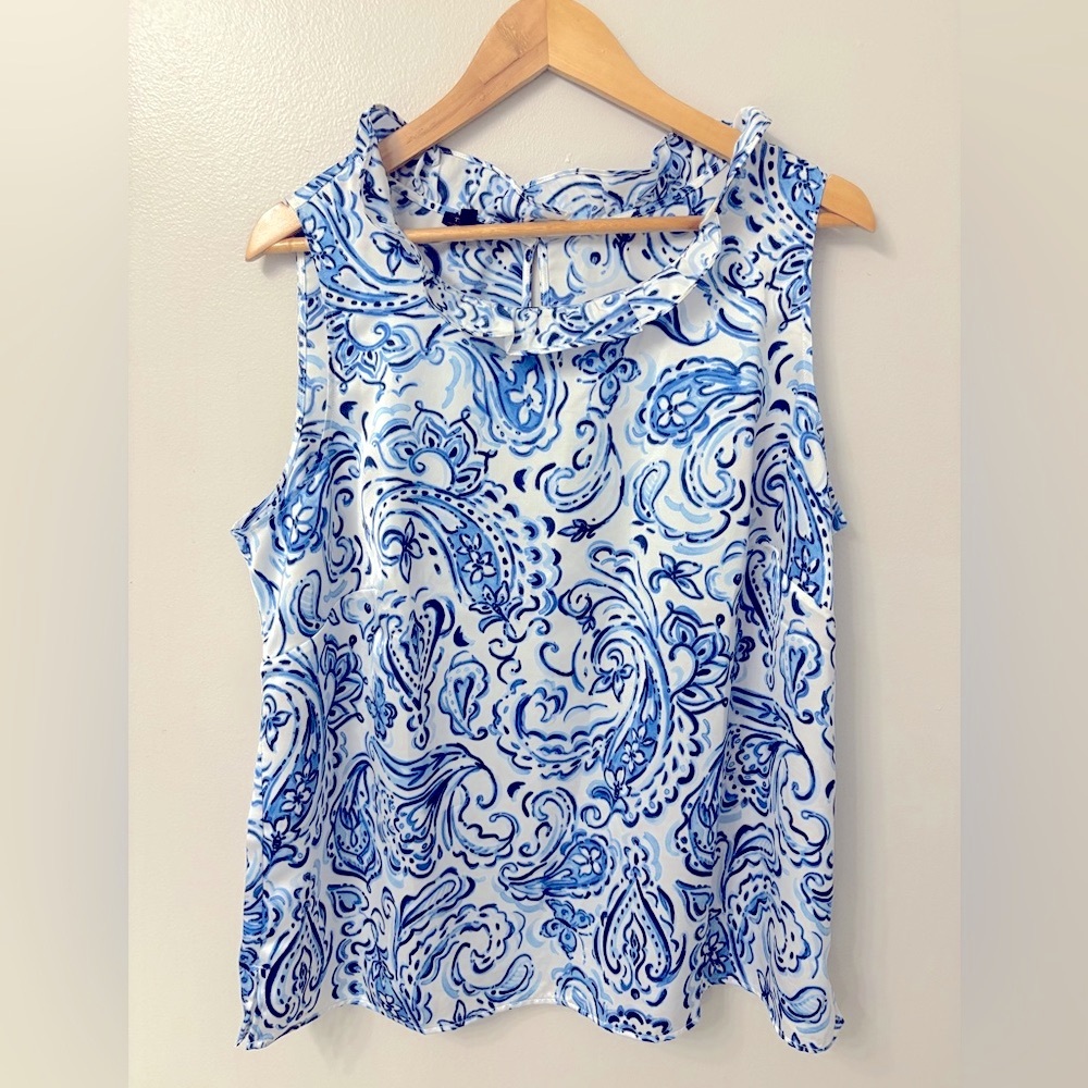 Talbots Paisley Ruffled Bib Collar Blouse NWOT